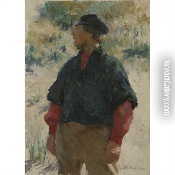 Fisherman In The Dunes Oil Painting - Gari Melchers