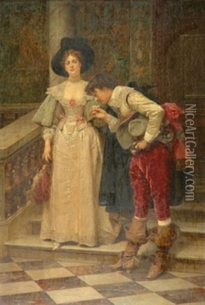 Gallant Scene (kissing A Hand) Oil Painting - Vaclav Brozik