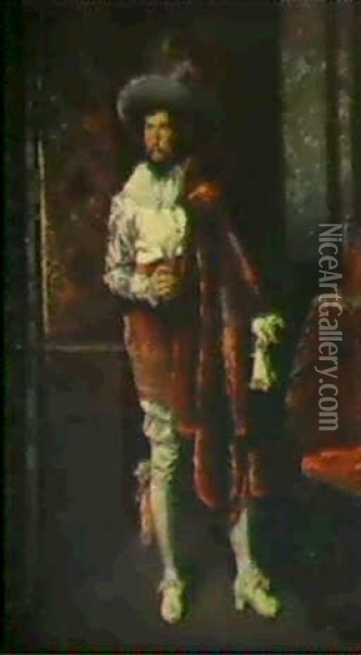 Kavalier In Einem Interieur Oil Painting - Ferdinand Victor Leon Roybet