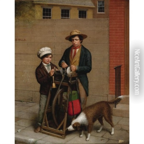 The Scissor Grinder Oil Painting - William Henry Burr