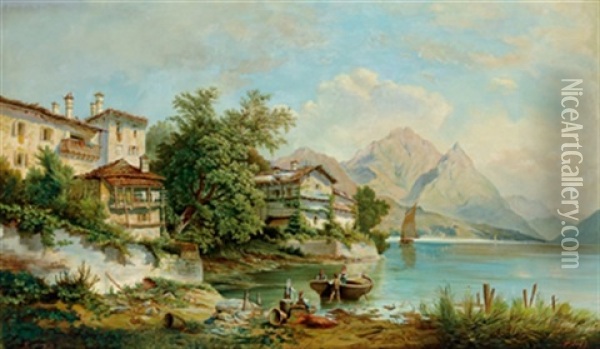 Schweizer Landschaft Oil Painting - Louise Schlatter