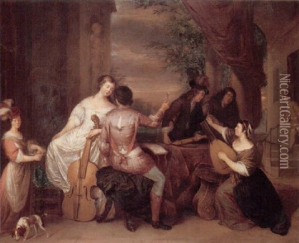 A Musical Party Oil Painting - Reinier De La Haye