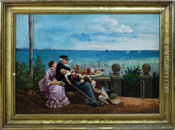 Untitled (a Seaman And His Family) Oil Painting - August Hermann Knoop
