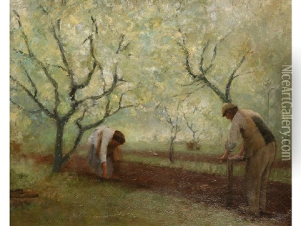 Planting Potatoes Oil Painting - Thomas Hill