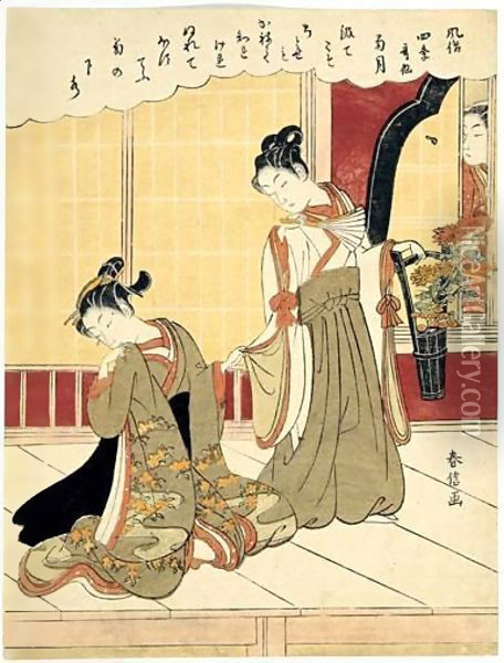 Le Mois Des Chrysanthemes Oil Painting - Suzuki Harunobu