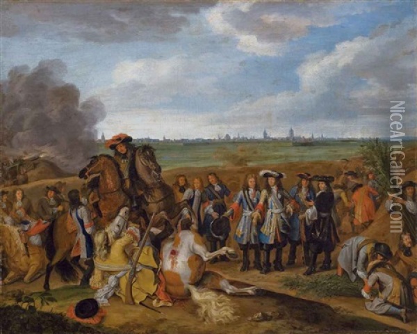 Louis Xiv Devant Le Siege De Douai Oil Painting - Adam Frans van der Meulen