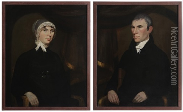 Half Portraits (pair) Oil Painting - Ralph Eleaser Whiteside Earl