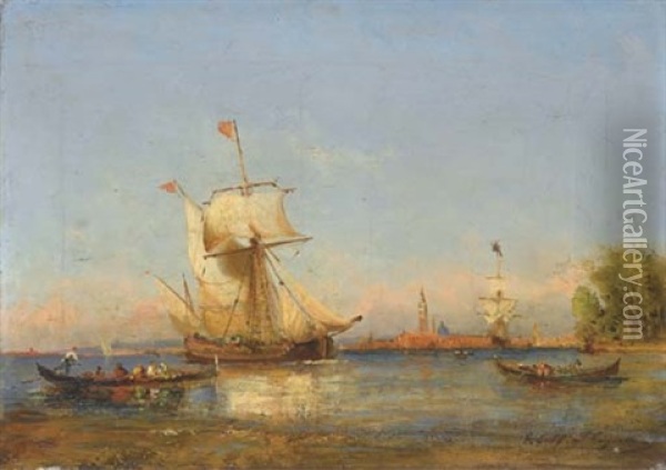 Voiliers Et Barques Dans La Lagune Venitienne Oil Painting - Paul Charles Emmanuel Gallard-Lepinay