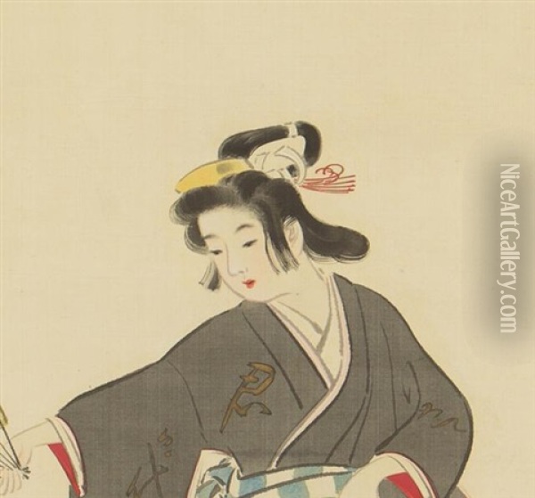 Ancient Beauty Oil Painting - Shoen Uemura