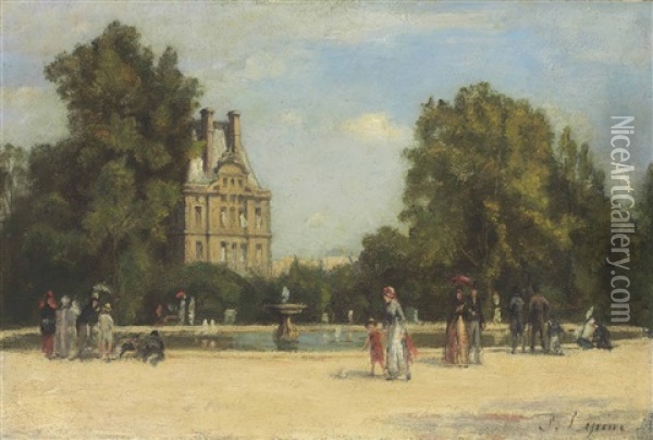 Les Tuileries Et Le Pavillon De Flore Oil Painting - Stanislas Lepine