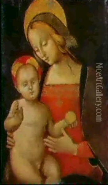 Madonna Col Bambino Oil Painting - Giovanni Battista Caporali