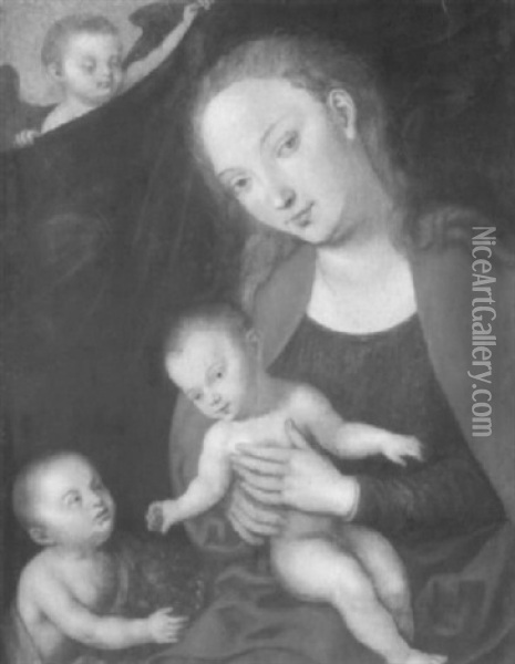 Maria Mit Dem Jesuskind Und Dem Kleinen Johannes Oil Painting - Lucas Cranach the Elder