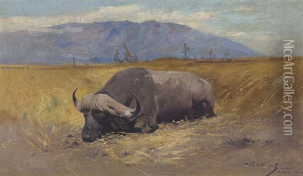 Afrikanischer Buffel Oil Painting - Wilhelm Friedrich Kuhnert