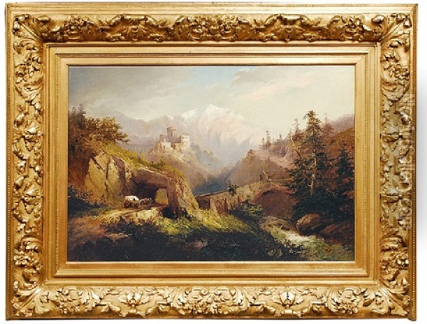 Tiroler Berglandschaft Mit Burg Oil Painting - Fritz Klingelhoefer