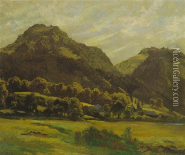 Gebirgstal Im Herbst Oil Painting - Eduard Schleich the Elder