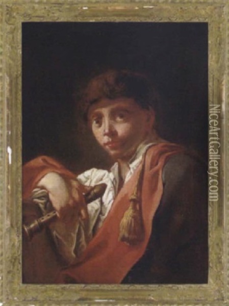 Giovane Con Un Piffero Oil Painting - Domenico Maggiotto