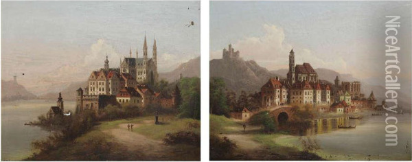 Gezicht Op De Apollinariskerk Teremagen En Gezicht Te Danstein Oil Painting - J. Wilhelm Jankowski