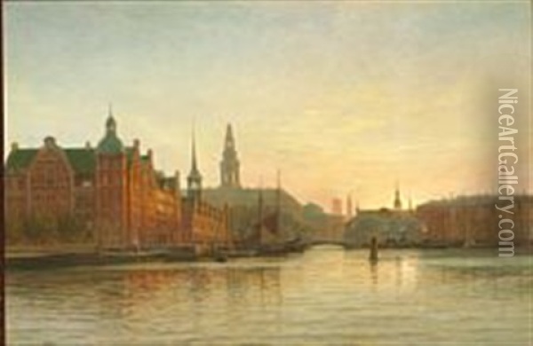 At Sunset Oil Painting - Vilhelm Karl Ferdinand Arnesen