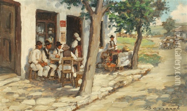 Village Tavern Oil Painting - Ludovic Bassarab