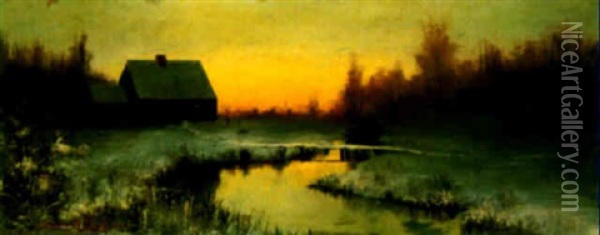 Winter Twilight Oil Painting - Sydney Mortimer Laurence