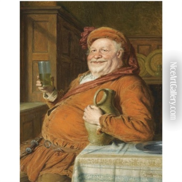 The Drinking Fallstaf Oil Painting - Eduard von Gruetzner