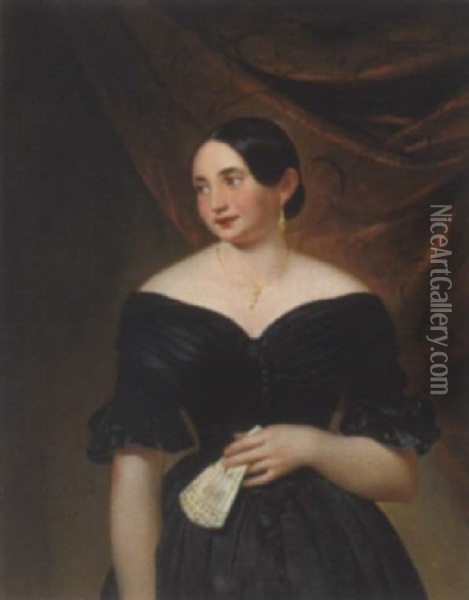 Damenportrait Oil Painting - Leopold Pollak