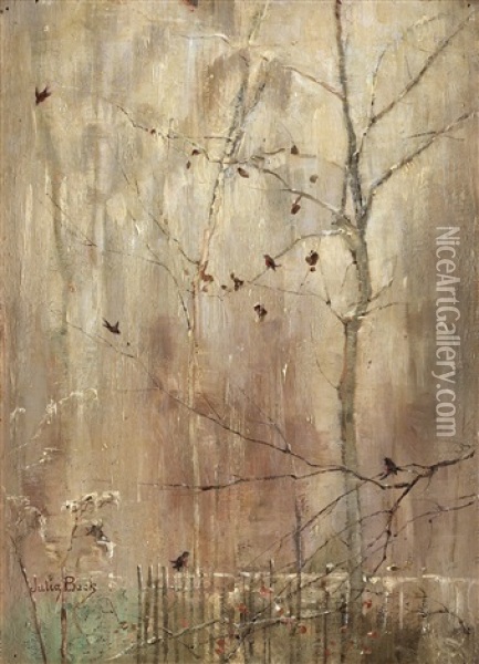 Winter Tree With Birds Oil Painting - Julia Beck
