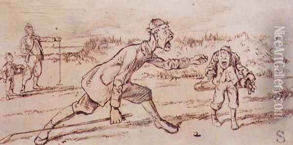 Shouting at the Caddie, illustration from Graphic magazine, pub. c.1870 Oil Painting - Henry Sandercock