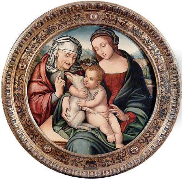 Sacra Famiglia Oil Painting - Giovanni Antonio (il Sodoma) Bazzi