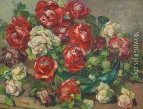 Vaso Di Rose Oil Painting - Giuseppe Rivaroli