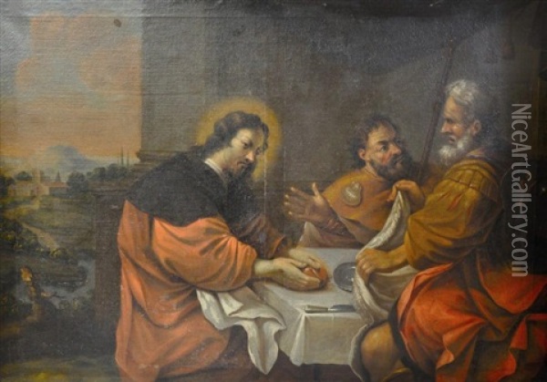 Le Christ Et Les Pelerins D'emmaus Oil Painting - Jean Tassel