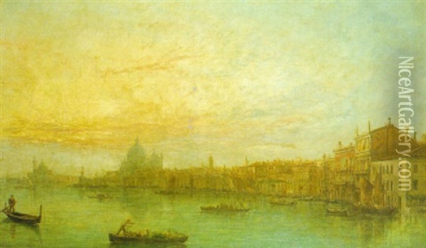 Early Morning On The Grand Canal, Venice Oil Painting - William Henry Haines