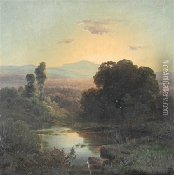 Hirsch Am Wasser In Den Pontinischen Sumpfen Bei Rom Oil Painting - Friedrich Johann C.E. Preller the Elder