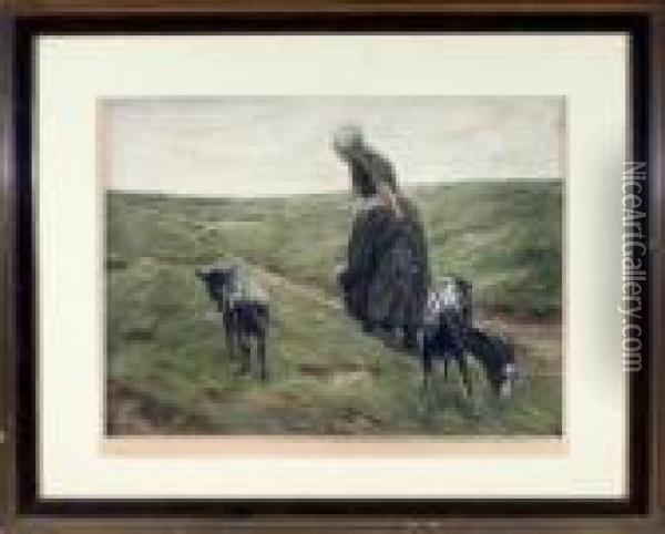 Die Ziegenhirtin Oil Painting - Max Liebermann