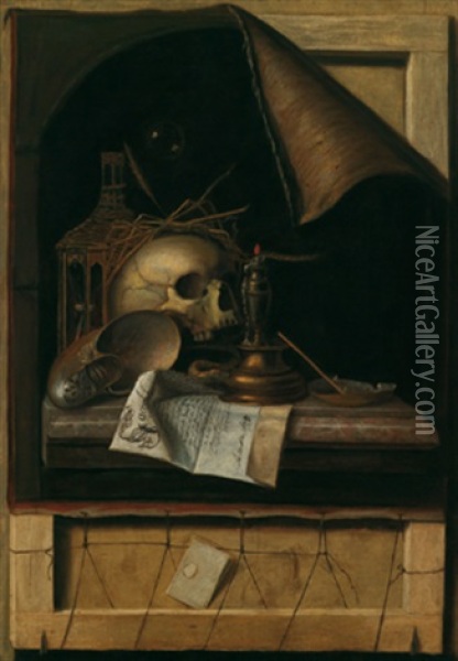 Vanitas-stillleben Oil Painting - Cornelis Norbertus Gysbrechts