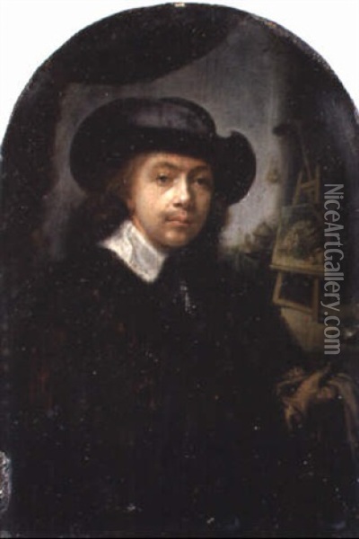 Portrait Of The Artist In His Studio Oil Painting - Gerrit Dou