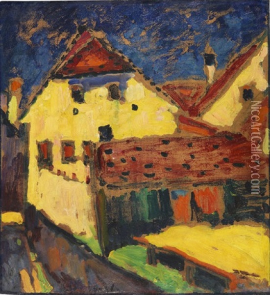 Gelbe Hauser Oil Painting - Alexej von Jawlensky