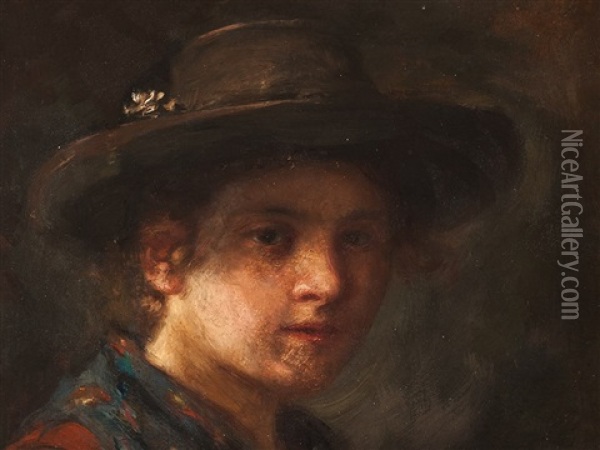 Portrait Of A Tyrolean Girl Oil Painting - Emma (Edle von Seehof) Mueller