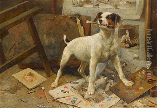 A Budding Artist Oil Painting - Alfred William Strutt