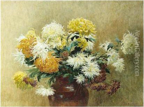 Chrysanthemums Oil Painting - Clara Knight