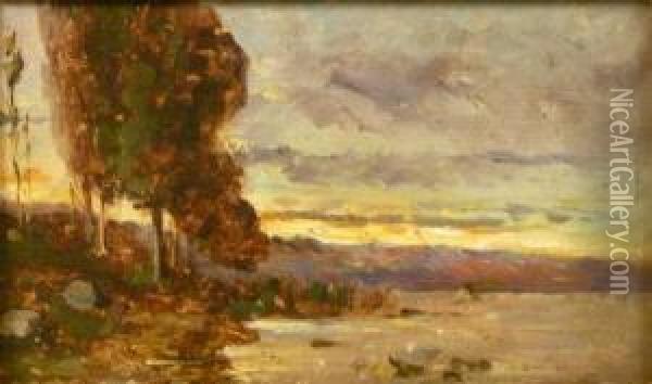 Trees By A Lake Oil Painting - Frederic Marius Maniquet