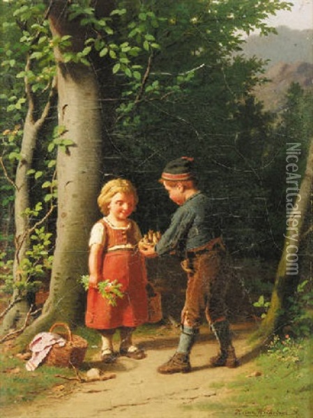 The New Arrivals Oil Painting - Heinrich Wilhelmi