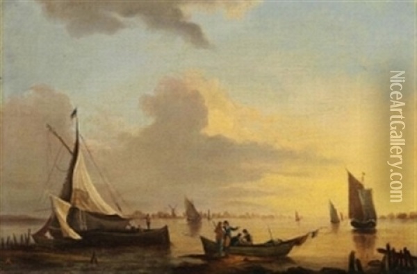 Flussmundung Mit Segelbooten Oil Painting - Jurriaan Andriessen