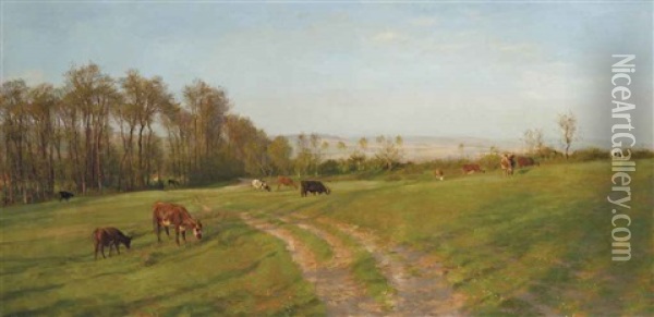 April Sunshine Oil Painting - Henry William Banks Davis