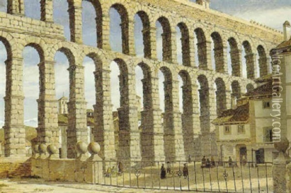 Aquadukten I Segovia, Spanien Oil Painting - Heinrich Hansen