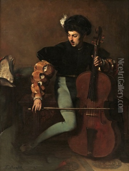 Musicerande Yngling Oil Painting - Ferdinand Victor Leon Roybet