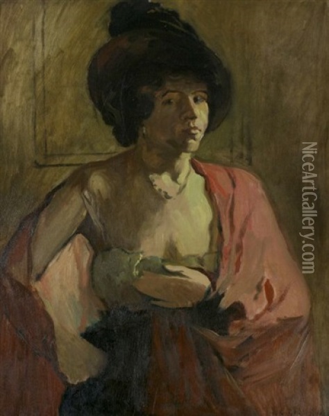 Study Of A Lady Oil Painting - Arthur Clifton Goodwin