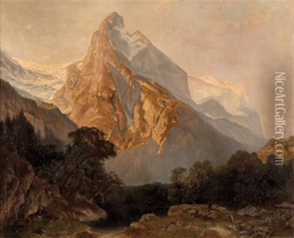 Bergsee Mit Blick Auf Gletscher Oil Painting - Stanislas Graf Von Kalckreuth