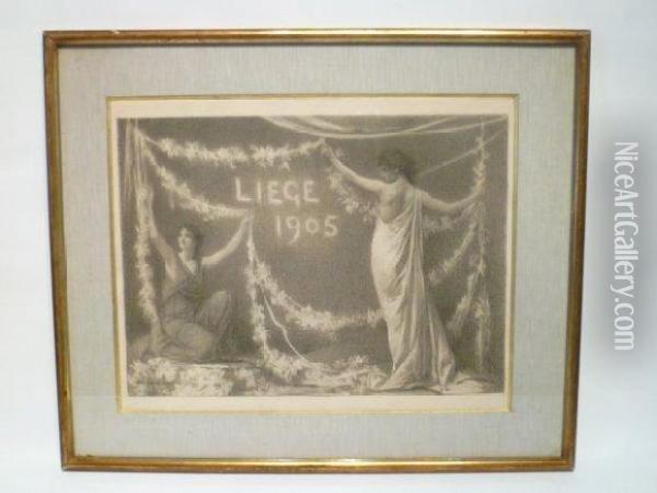 Liege 1905 Oil Painting - Emile Berchmans