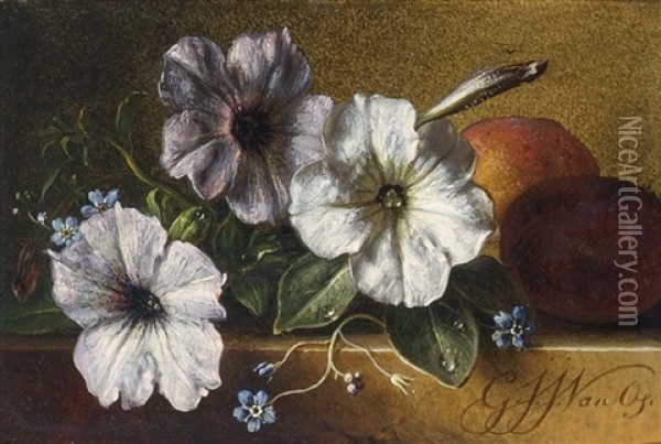 A Still Life With Flowers And Fruit Oil Painting - Georgius Jacobus Johannes van Os
